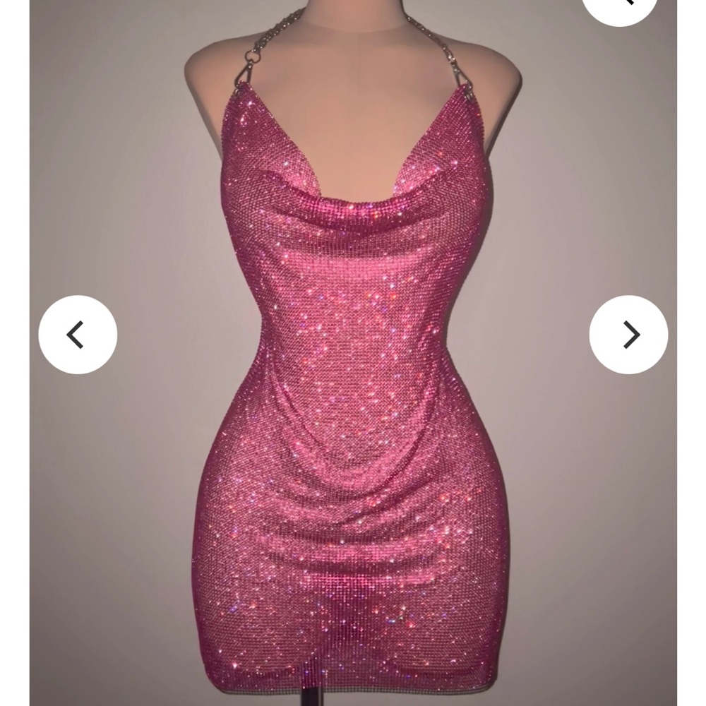 Pink Metal chainmail sparkle dress